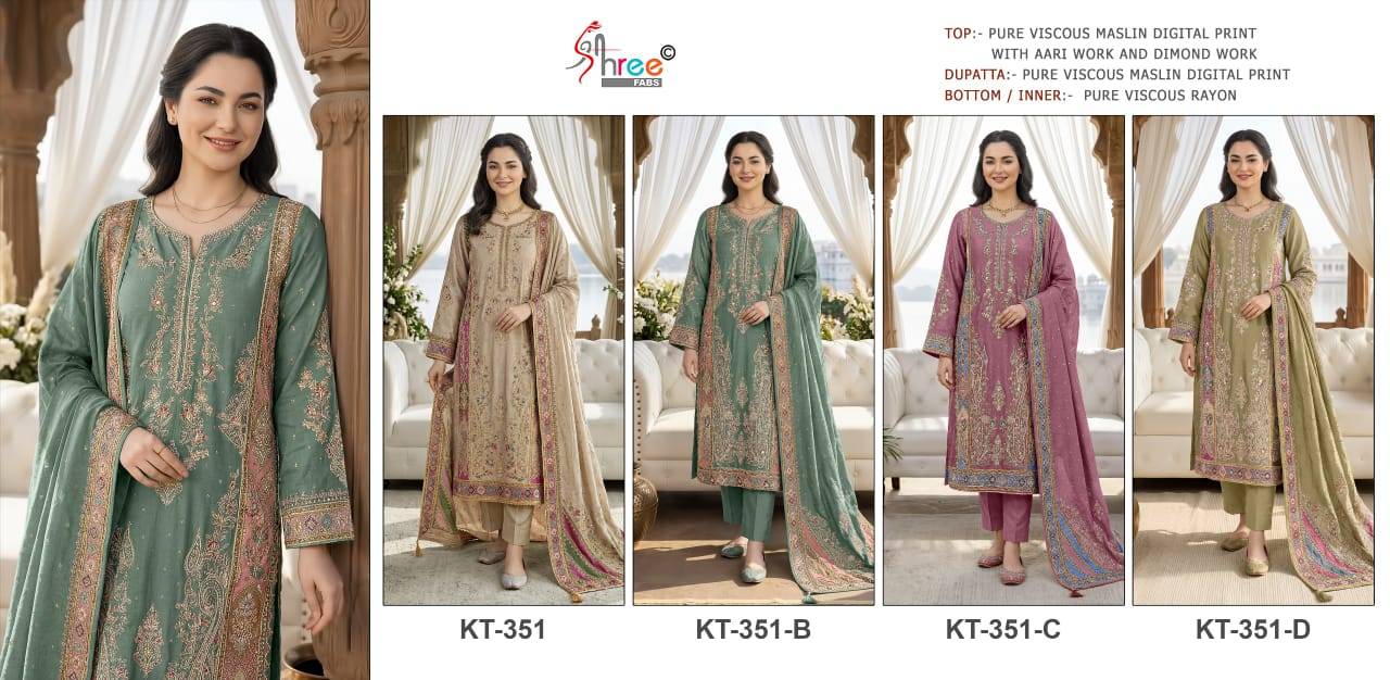 KT–351 Colour by Shree fab Indian Traditional casual wear Pakistani Pure viscous dresses At Wholesale Price
